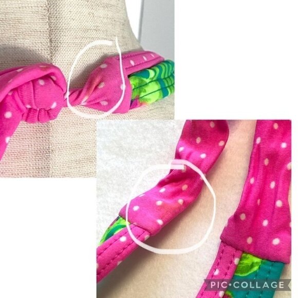 SO V Neck Halter Top Tankini Swimsuit Juniors Sz L Floral Pink Green Tropical - Picture 6 of 16